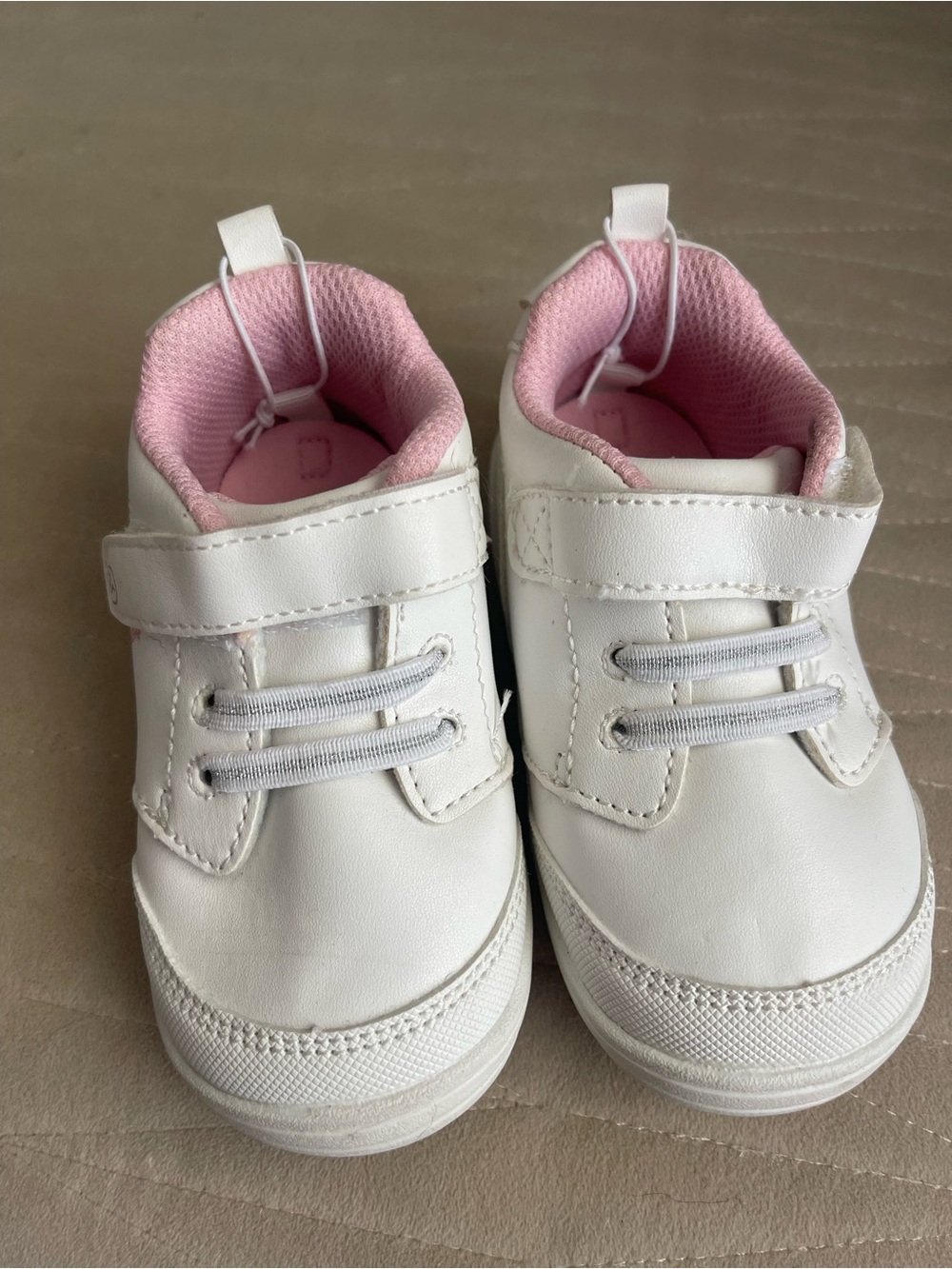 Stride Rite White Sneakers with Pink Lining - Toddler Velcro